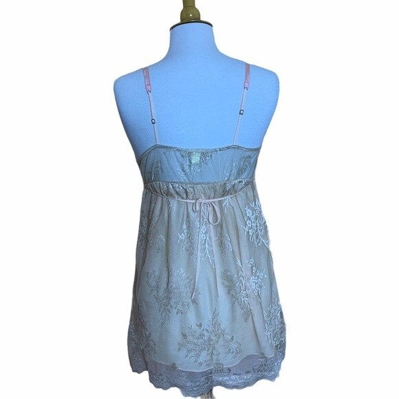 FLORA NIKROOZ Peach Lace Negligee Nightgown - Small - Picture 8 of 8